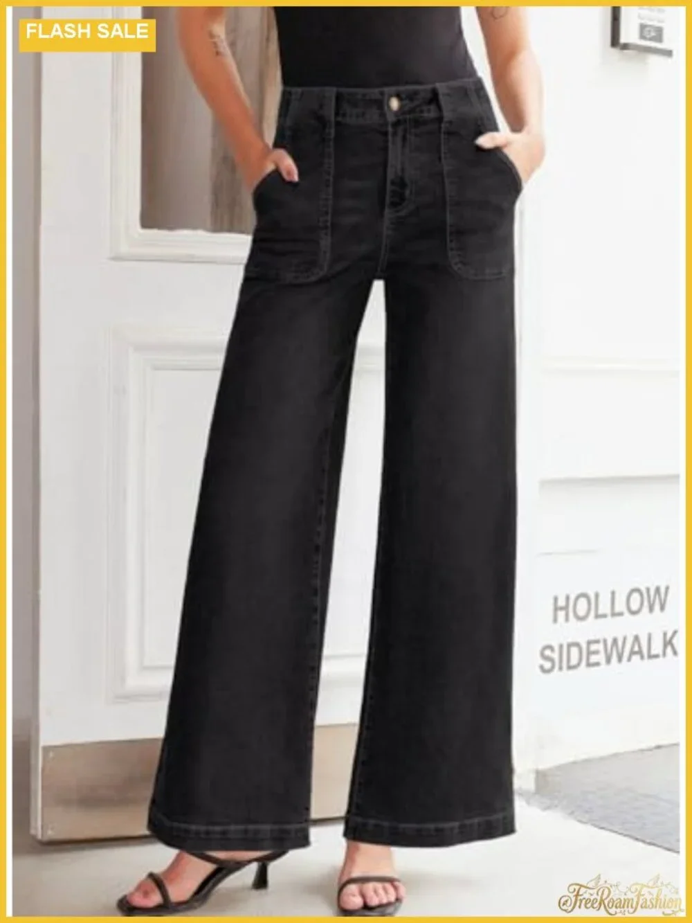 High Waisted Wide Leg Jeans Baggy Straight Leg Stretchy Denim Pants